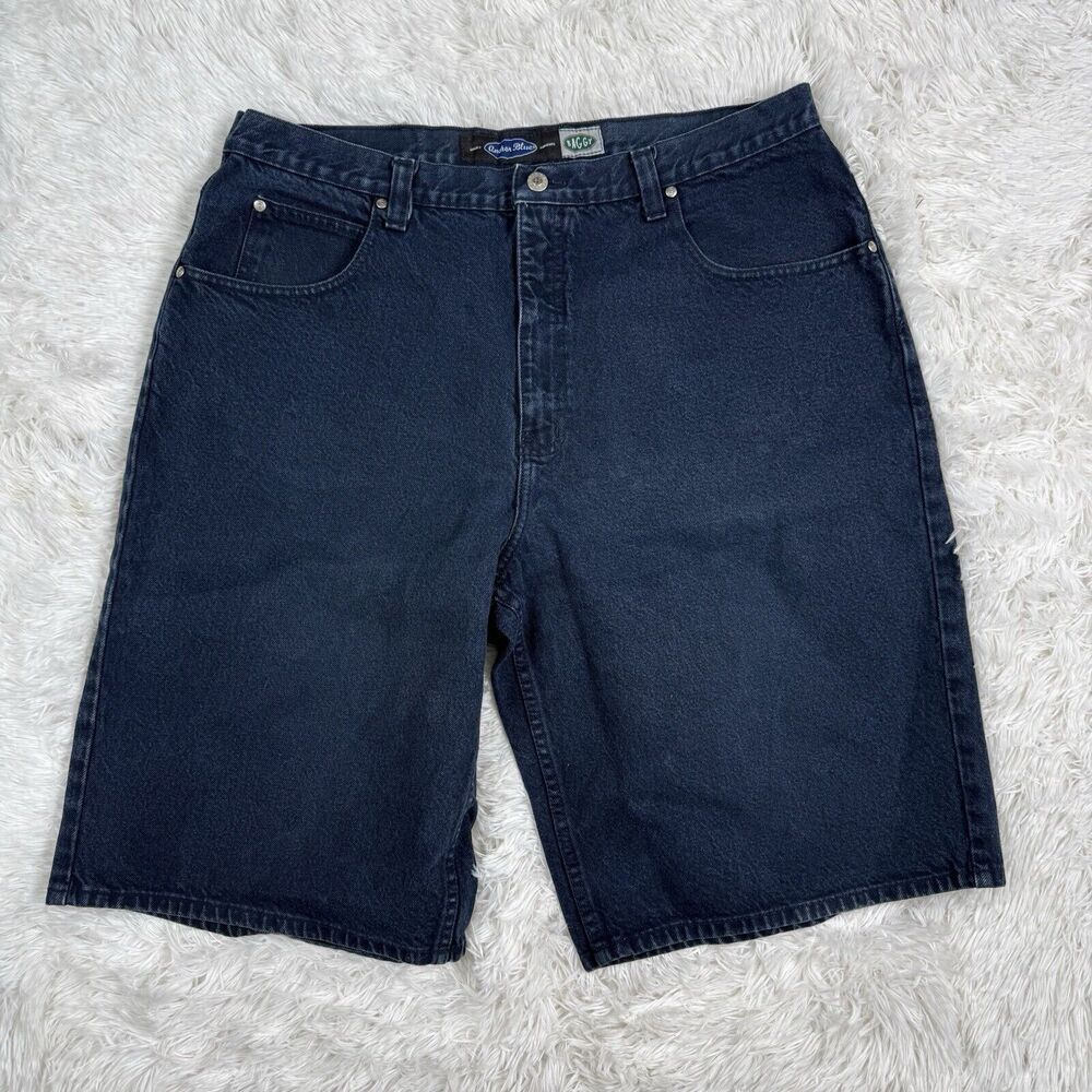 Vintage Anchor Blue Baggy Shorts Men 40 Denim Jean Jorts Loose Skater Grunge Y2K
